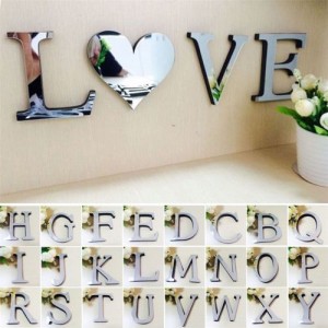 26 Letters DIY 3D Mirror Acrylic Wall Sticker Decals Home Decor Wall Art Mural   142355520853